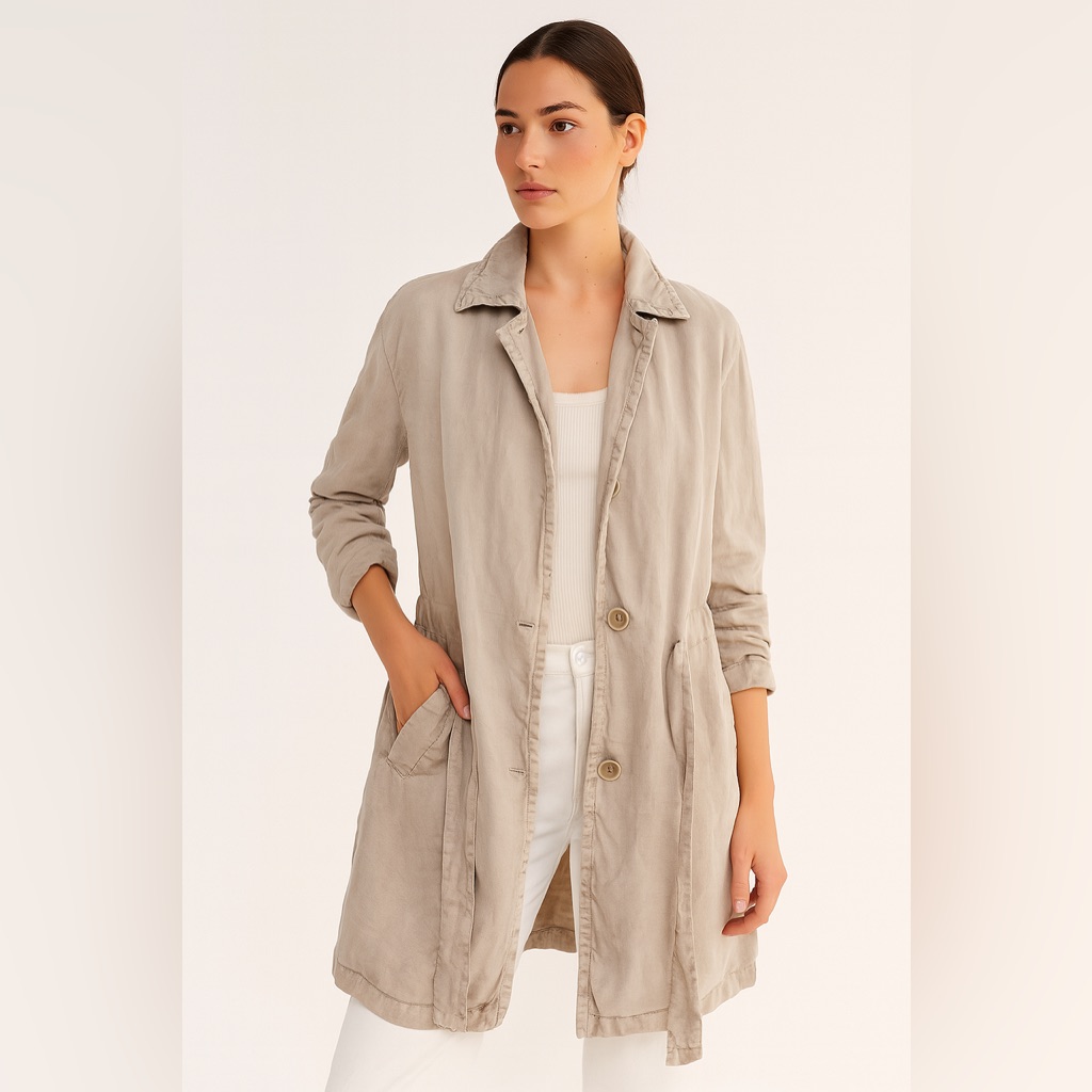 James Perse Linen Trench Coat Size 2